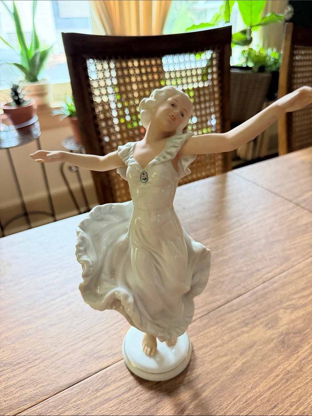 White Porcelain Dancing Woman Figurine - Decorative Accent